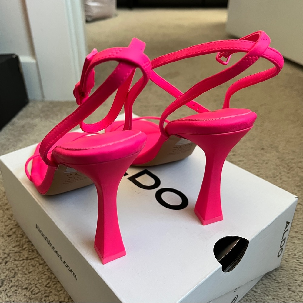 Aldo Neon Pink Open Toe Heels/Heeled Sandals - Picture 7 of 10